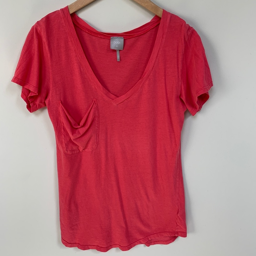 Bobi oversized v-neck pocket t-shirt